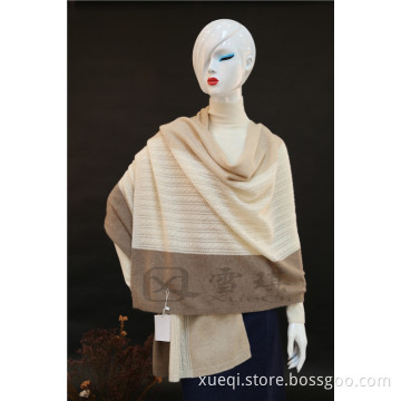 Contrast Color Cashmere Knitted Scarf Shawl